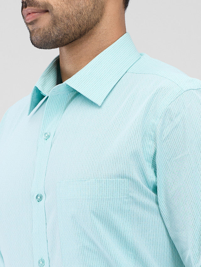 Raymond Green Stripe Slim Fit Cotton Formal Shirt