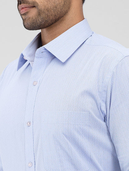 Raymond Purple Stripe Slim Fit Cotton Formal Shirt