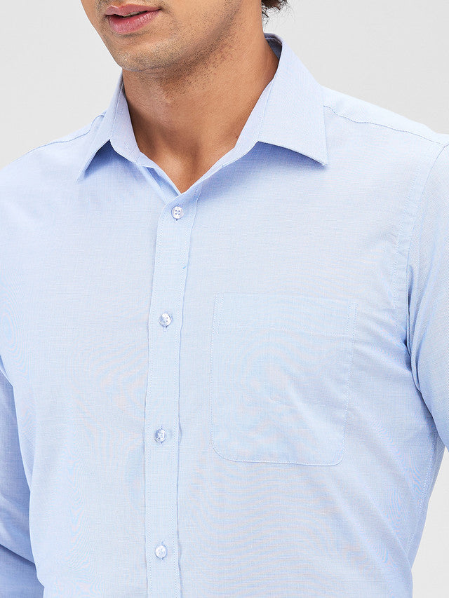 Raymond Blue Structure Slim Fit Cotton Formal Shirt