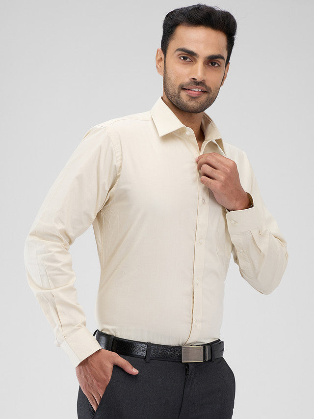 Raymond Brown Solid Slim Fit Cotton Formal Shirt