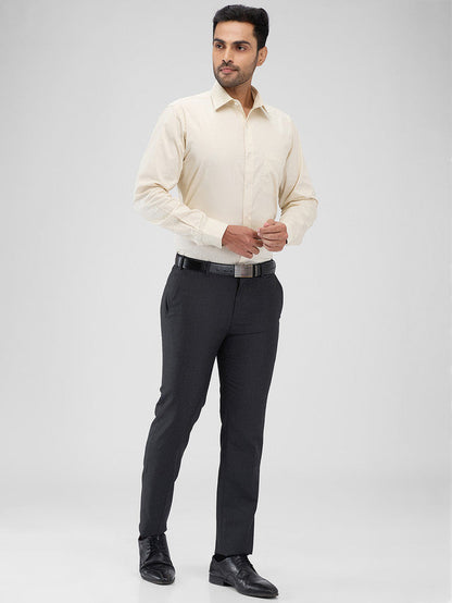Raymond Brown Solid Slim Fit Cotton Formal Shirt