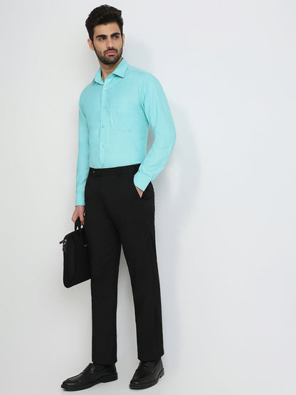 Raymond Men Green Structure Slim Fit Cotton Formal Shirt