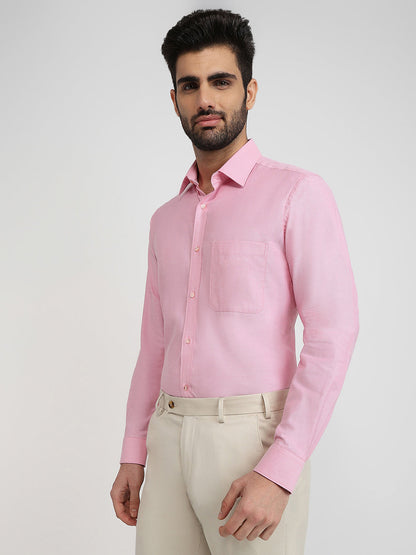 Raymond Men Pink Structure Slim Fit Cotton Formal Shirt
