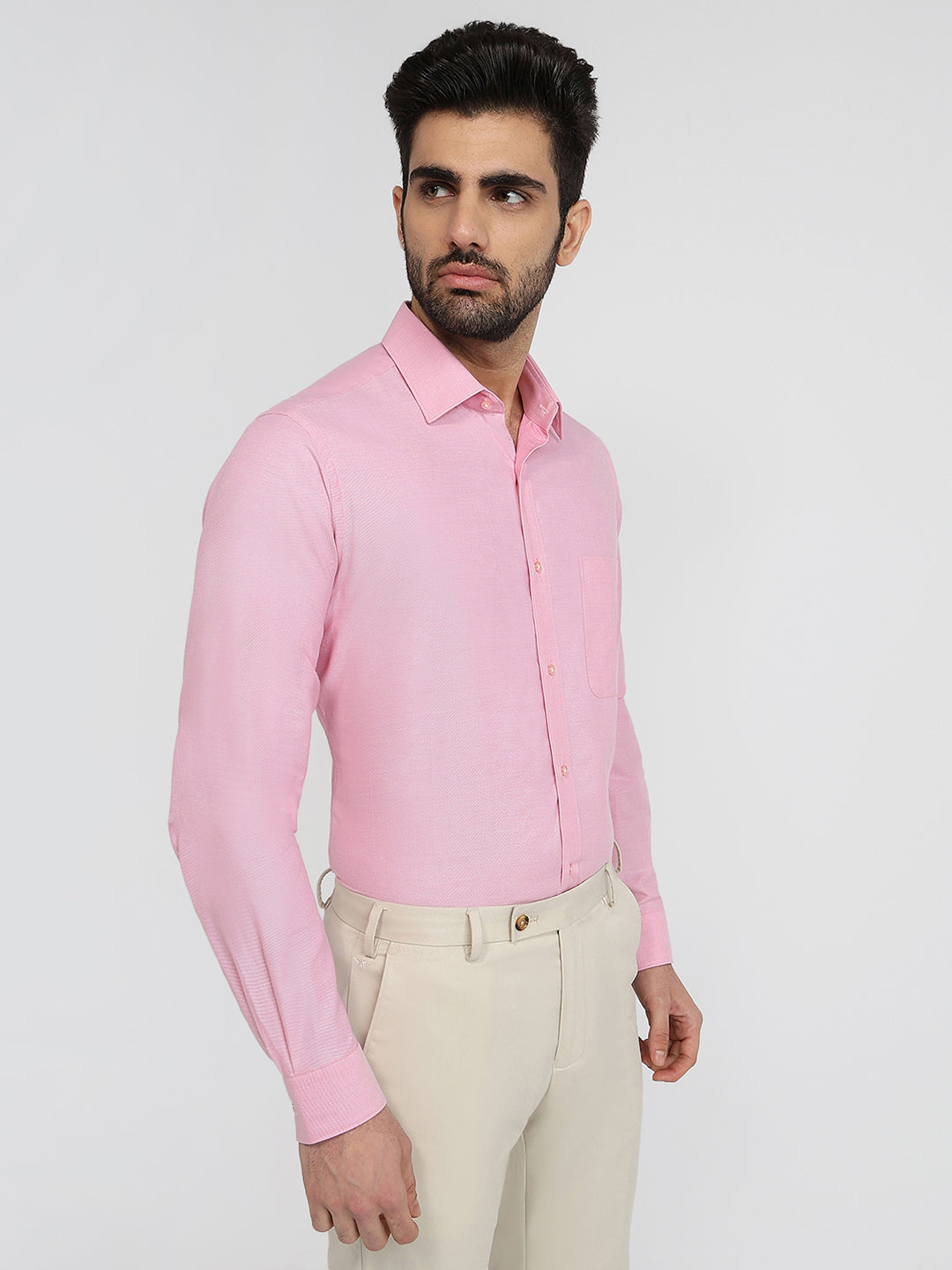 Raymond Men Pink Structure Slim Fit Cotton Formal Shirt