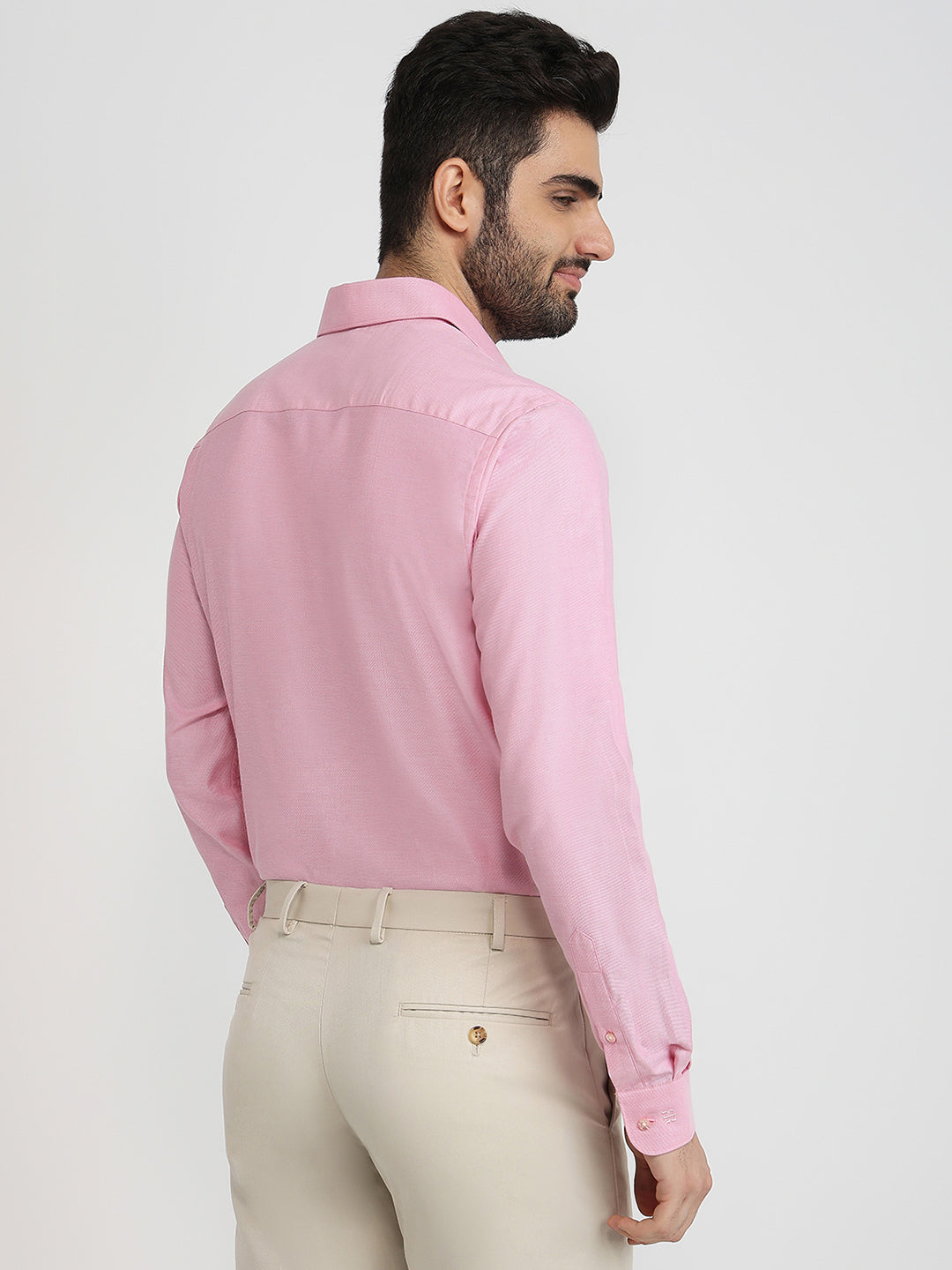 Raymond Men Pink Structure Slim Fit Cotton Formal Shirt