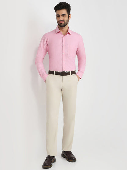 Raymond Men Pink Structure Slim Fit Cotton Formal Shirt