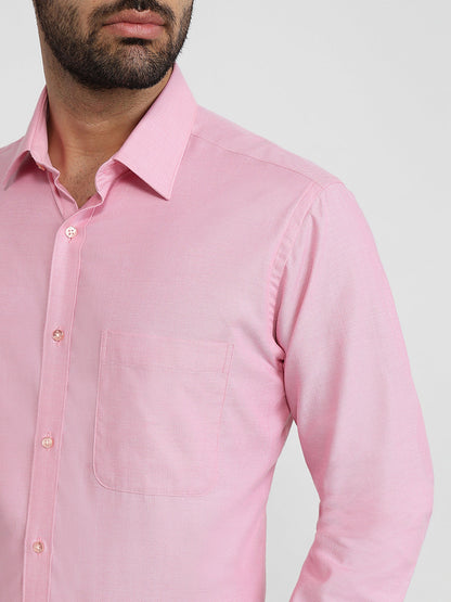 Raymond Men Pink Structure Slim Fit Cotton Formal Shirt
