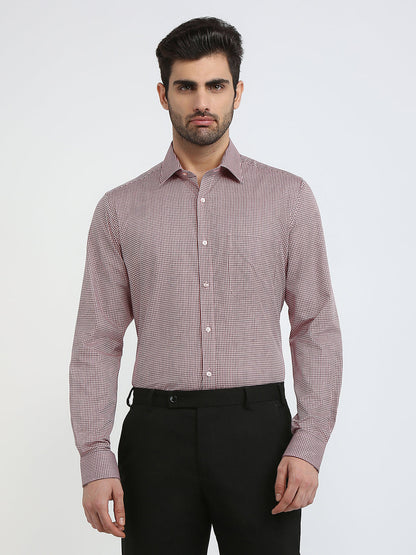 Raymond Men Red Checks Slim Fit Cotton Formal Shirt