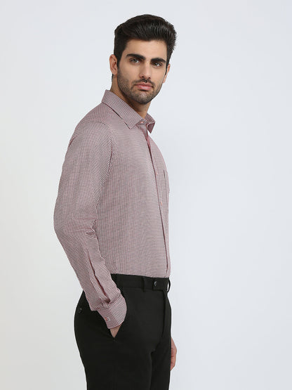 Raymond Men Red Checks Slim Fit Cotton Formal Shirt