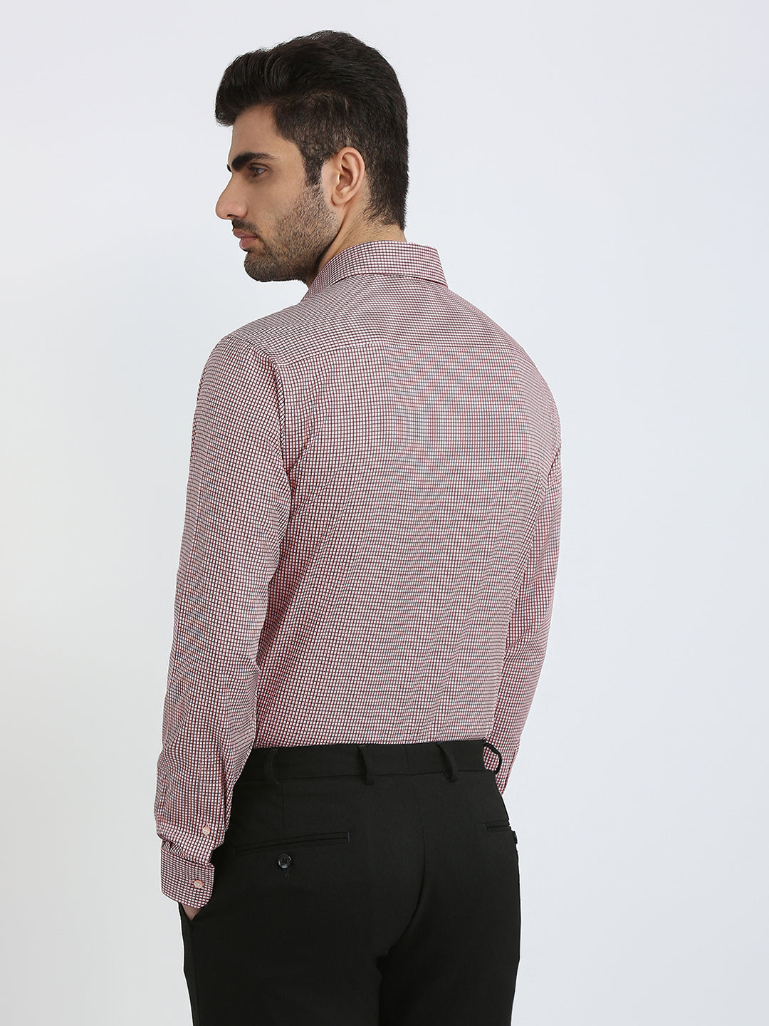 Raymond Men Red Checks Slim Fit Cotton Formal Shirt