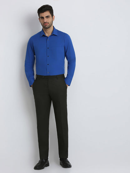 Raymond Men Blue Solid Slim Fit Cotton Formal Shirt