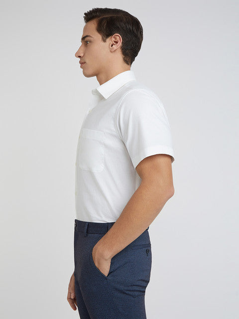 Raymond Men White Solid Regular Fit Cotton Shirt
