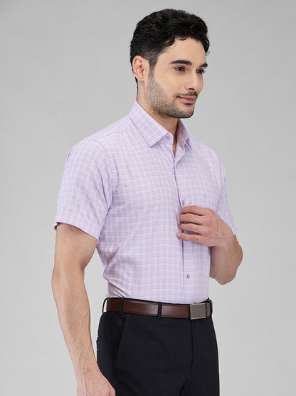 Raymond Men Purple Checks Regular Fit Cotton Formal Shirts