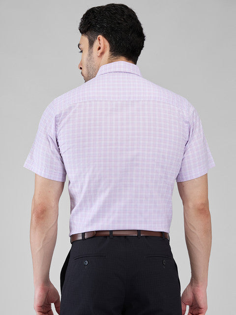Raymond Men Purple Checks Regular Fit Cotton Formal Shirts