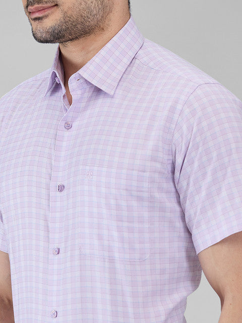 Raymond Men Purple Checks Regular Fit Cotton Formal Shirts
