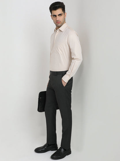 Raymond Men Brown Structure Contemporary Fit Cotton Full Sleeve Formal Shirt