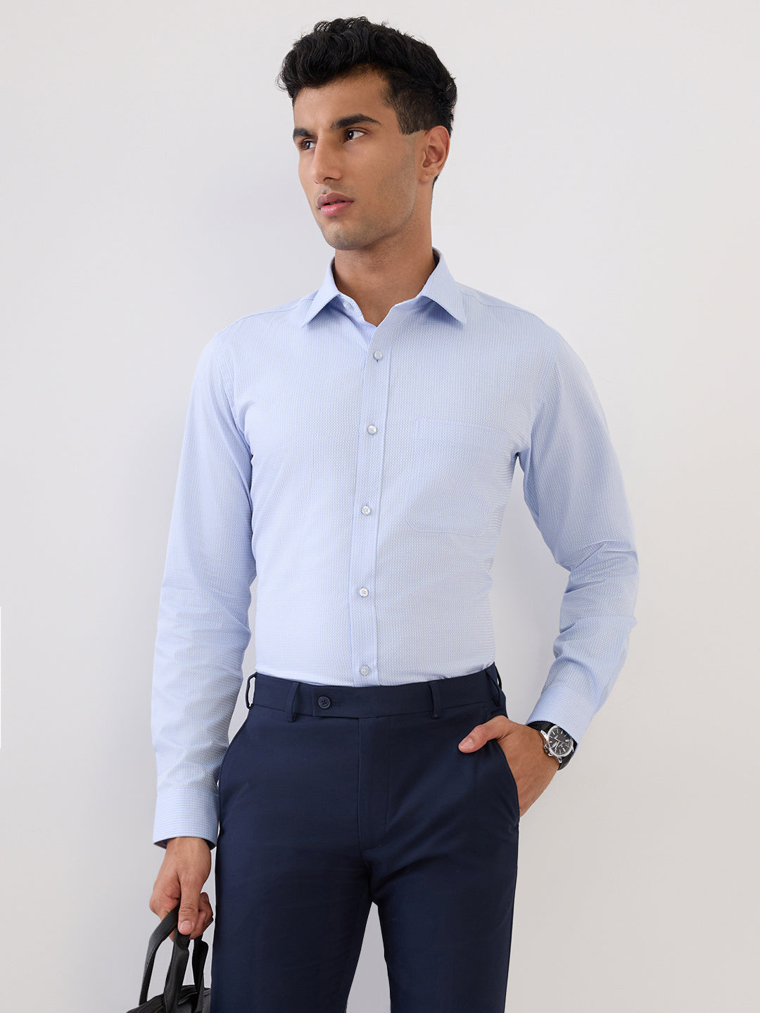 Raymond Men Blue Structure Slim Fit Cotton Full Sleeve Formal Shirt