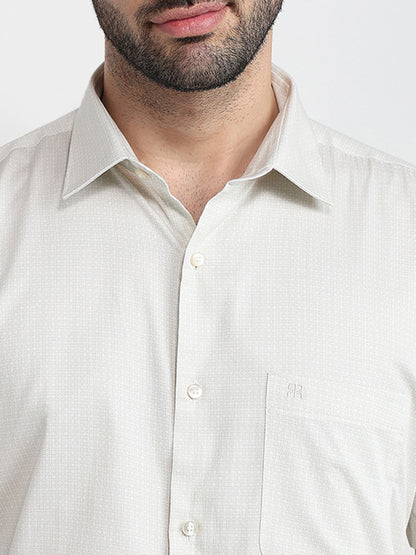 Raymond Men Brown Printed Regular Fit Cotton Half Sleeve Formal Shirt