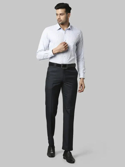 Men Blue Slim Fit Checks Cotton Shirts