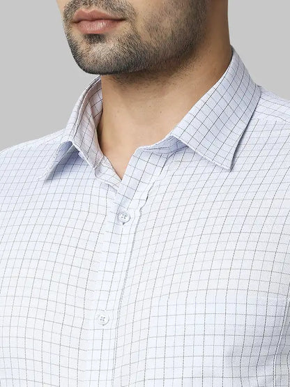 Men Blue Slim Fit Checks Cotton Shirts