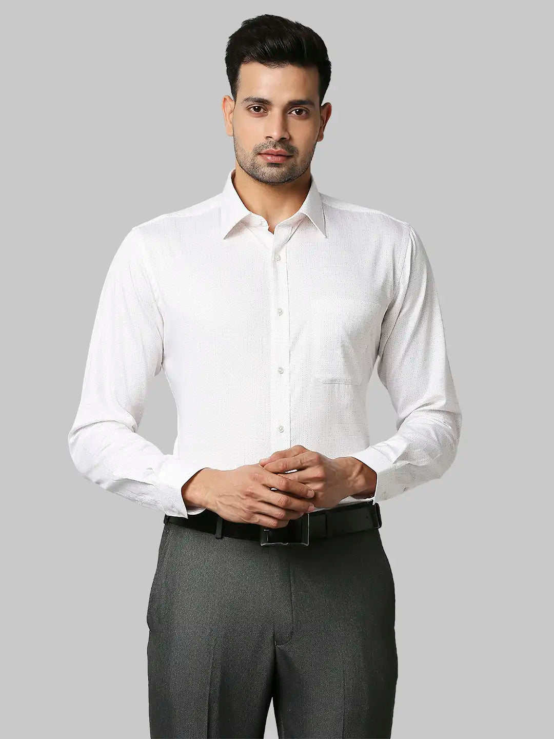 Raymond Men Orange Print Slim Fit Cotton Shirts