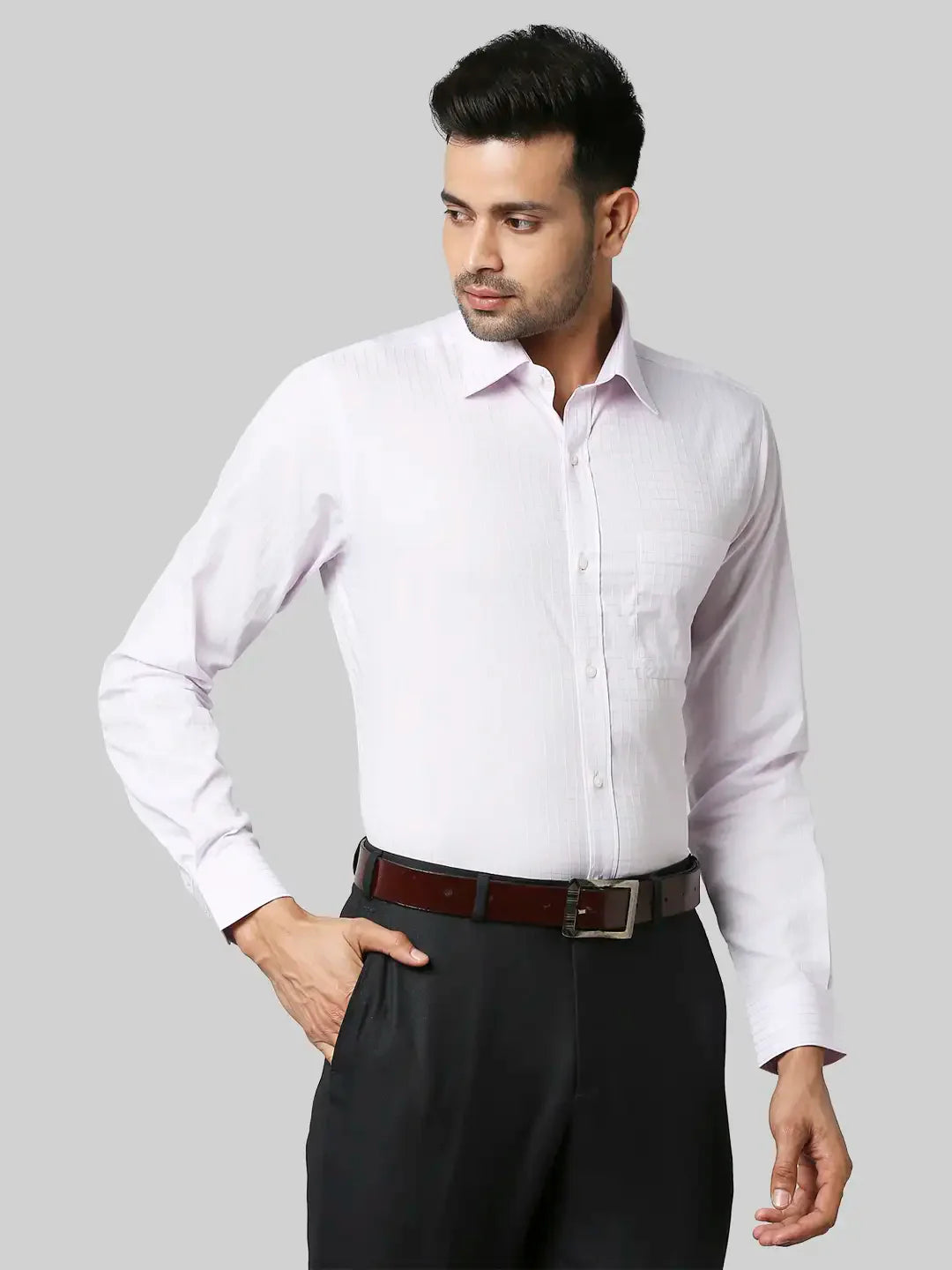 Raymond Men Violet Checks Slim Fit Cotton Shirts