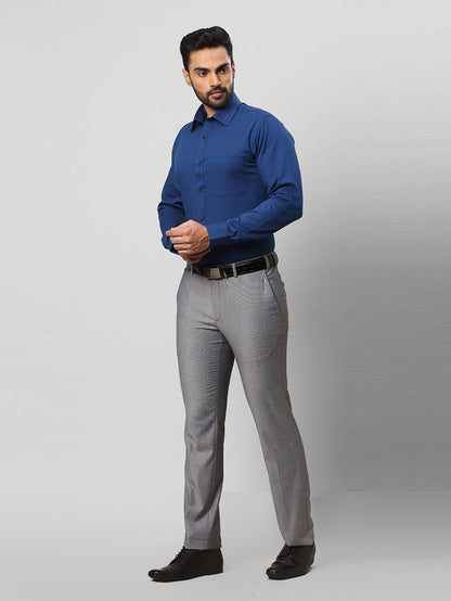 Raymond Blue Structure Slim Fit Cotton Formal Shirt