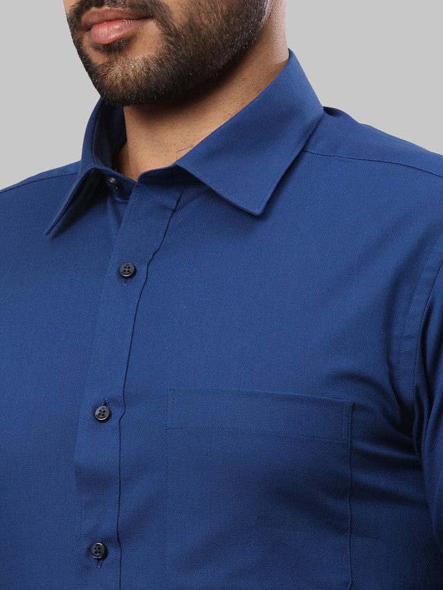 Raymond Blue Structure Slim Fit Cotton Formal Shirt