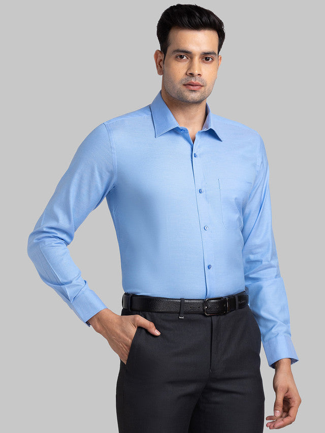 Raymond Blue Structure Contemporary Fit Full Sleeve Cotton Shirt