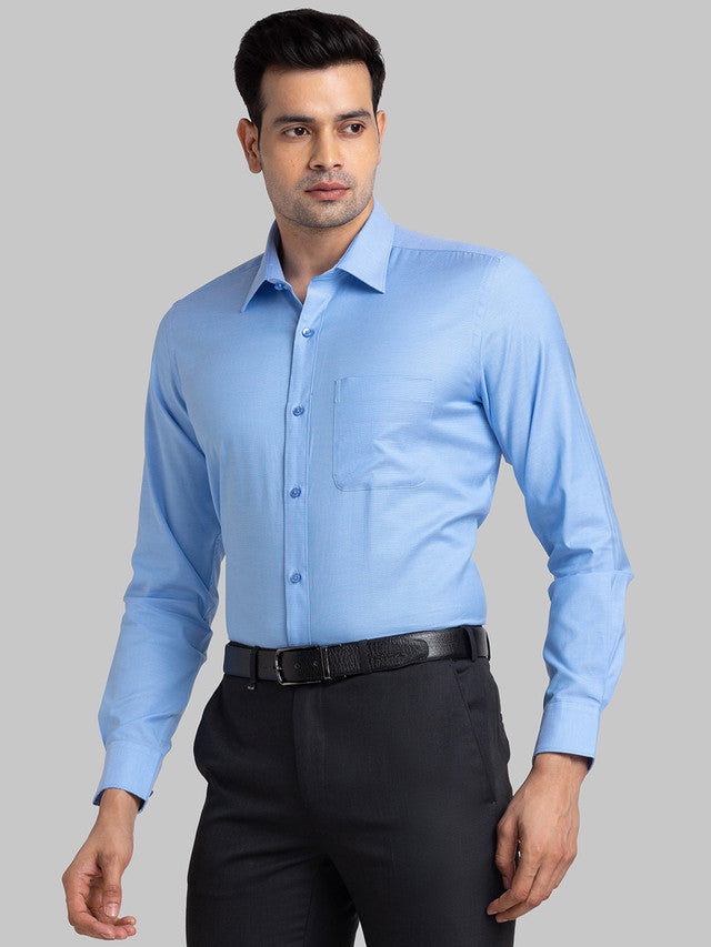 Raymond Blue Structure Contemporary Fit Full Sleeve Cotton Shirt