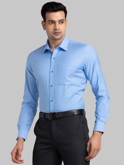 Raymond Blue Structure Contemporary Fit Full Sleeve Cotton Shirt