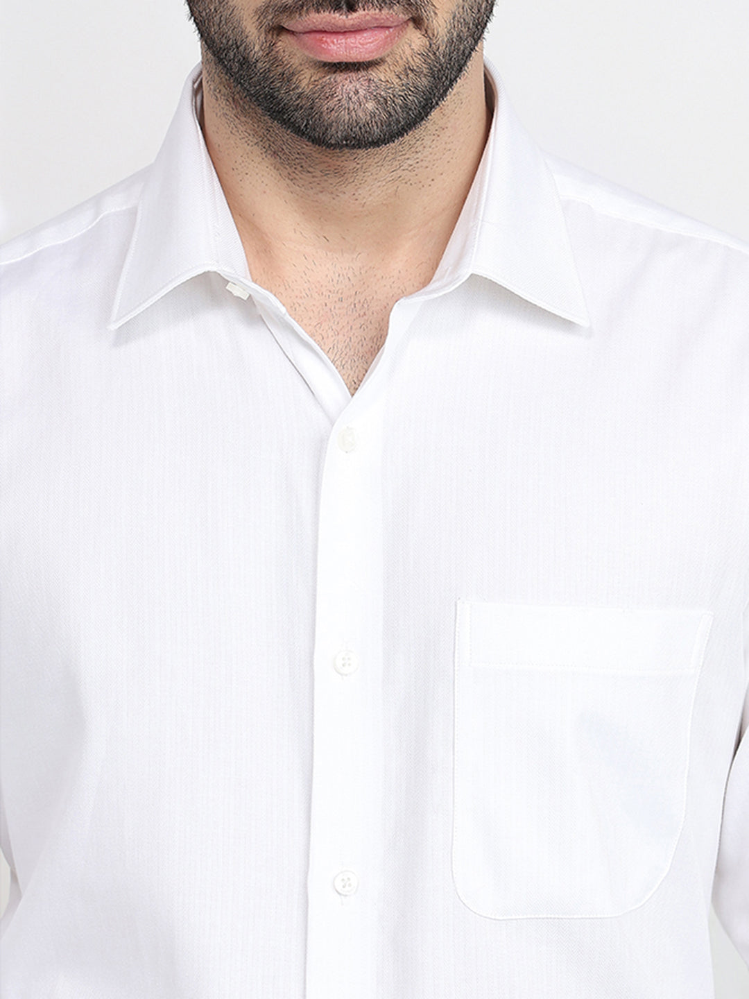 Raymond Men White Structure Regular Fit Cotton Full Sleeve Formal Shirt