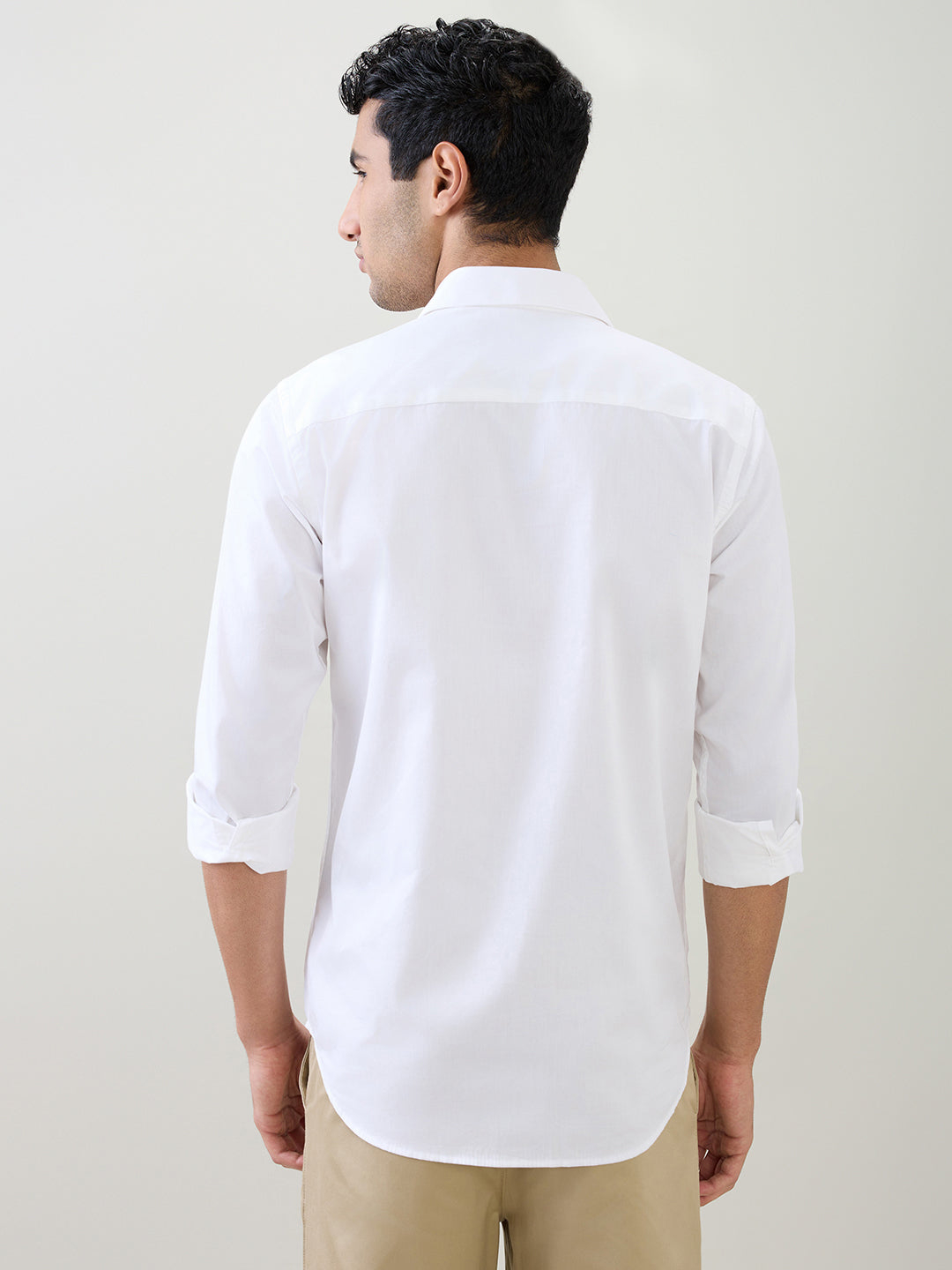 Raymond Men White Solid Regular Fit Cotton Full Sleeve Formal Shirt