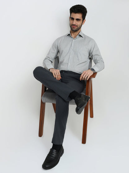 Raymond Men White Printed Regular Fit Cotton Full Sleeve Formal Shirt