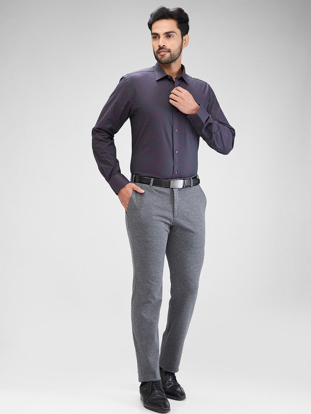 Raymond Men Grey Solid Slim Fit Trouser
