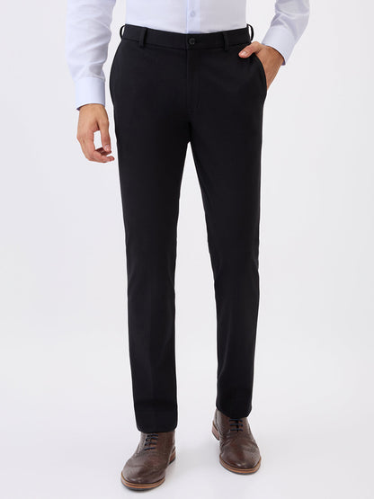 Raymond Men Black Solid Slim Fit Terry Blend Trouser