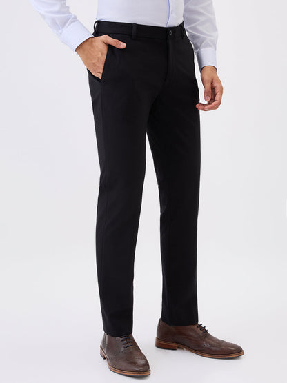 Raymond Men Black Solid Slim Fit Terry Blend Trouser