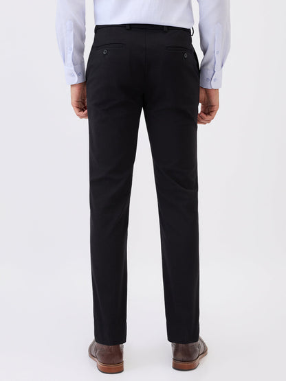 Raymond Men Black Solid Slim Fit Terry Blend Trouser