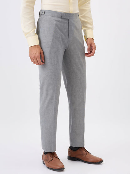 Raymond Men Khaki Checks Slim Fit Terylene Blend Trouser