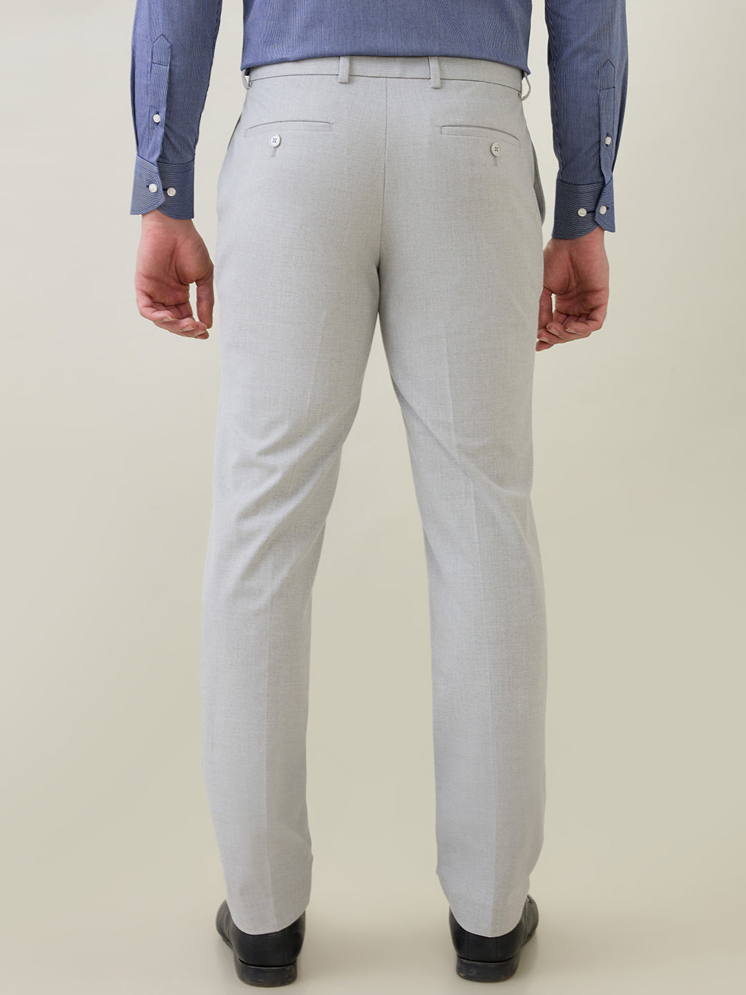 Raymond Men Grey Structure Slim Fit Polyester Blend Trouser