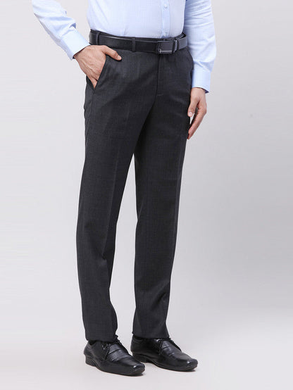 Raymond Men Grey Solid Contemporary Fit Trouser