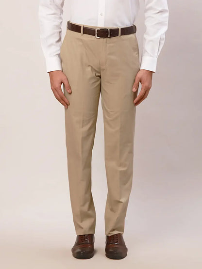 Raymond Men Brown Checks Contemporary Fit Polyester Blend Trouser