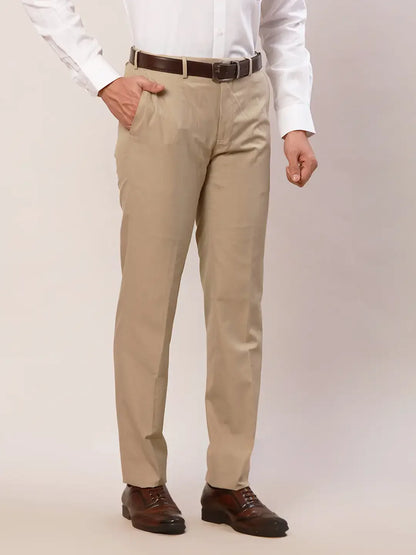 Raymond Men Brown Checks Contemporary Fit Polyester Blend Trouser