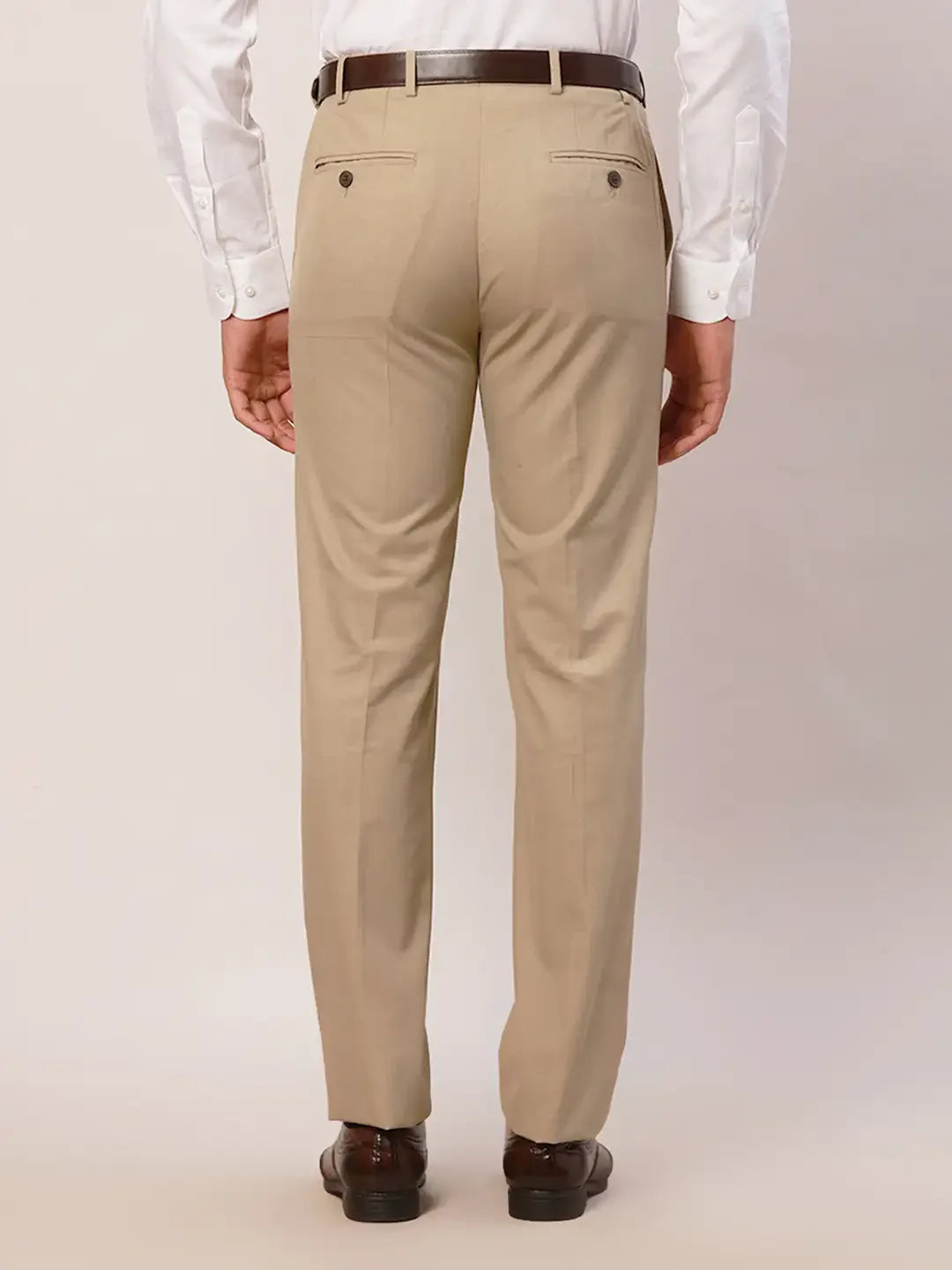 Raymond Men Brown Checks Contemporary Fit Polyester Blend Trouser