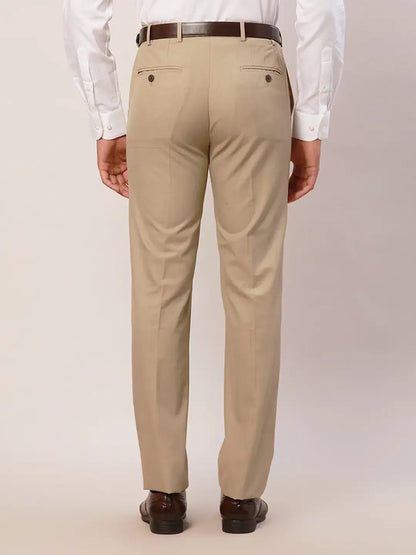 Raymond Men Brown Checks Contemporary Fit Polyester Blend Trouser