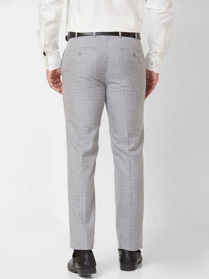 Raymond Contemporary Fit Checkered Medium Grey Trouser