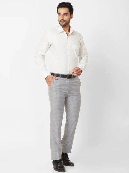 Raymond Contemporary Fit Checkered Medium Grey Trouser