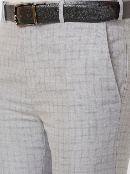 Raymond Contemporary Fit Checkered Medium Grey Trouser