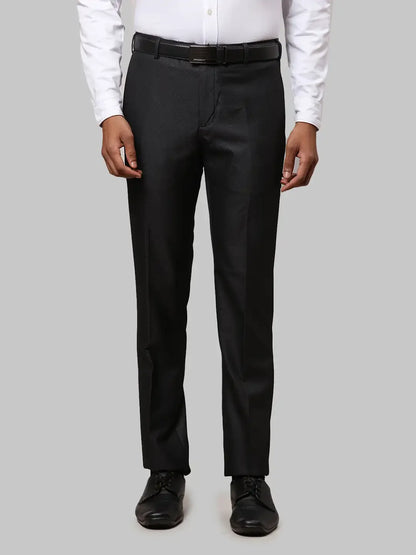 Men Black Slim Fit Polyester Blend Trouser
