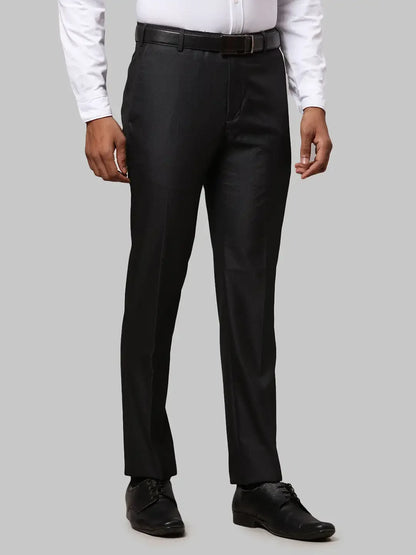 Men Black Slim Fit Polyester Blend Trouser